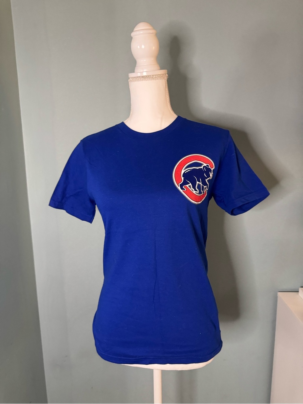 Ladies Chicago Cubs Kris Bryant Majestic Blue Tee Shirt Graphic Medium